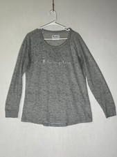 Champion Heather Gray Classic Long-Sleeve T-Shirt Swoosh Logo Women's Size Large