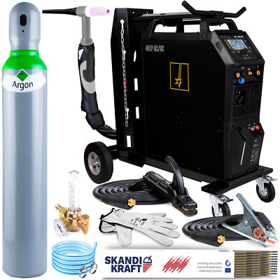 AC DC WIG Schweißgerät mit Kühler, 400A, Fernbedienung usw. - Set Gasflasche