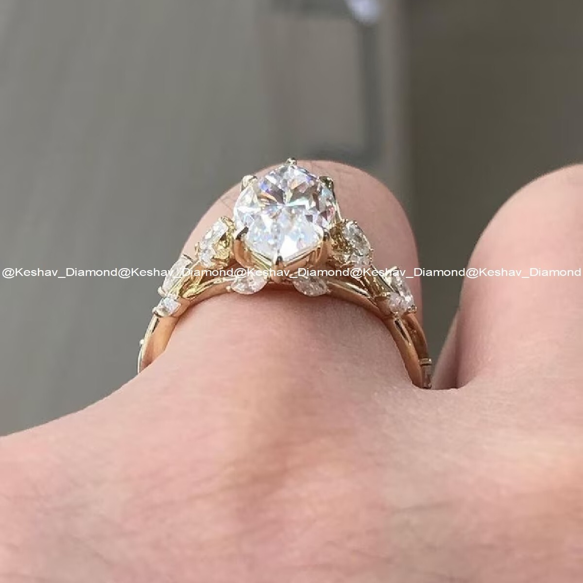 2.50CT Marquise Cut Moissanite 14K Yellow Gold Vintage Ring For Wedding