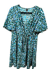 SHEIN NWOT XL (44-12) Women Dress Multi color Short Flare Sleeves Elastic Waist