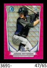 1-2014 BOWMAN CHROME PINK WAVE REFRACTOR JORDAN PATTERSON ROCKIES 47/65