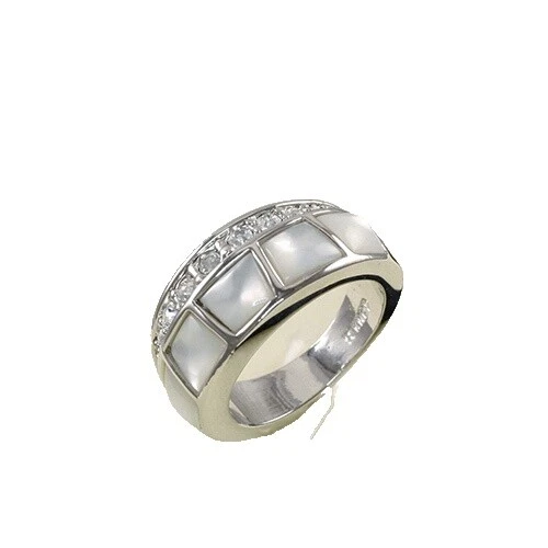 Pulseira Folheada a Ouro Branco Concha Anéis de Moda