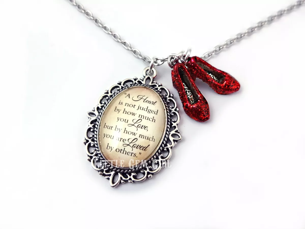 Wizard of Oz Heart is not Judged Quote Necklace with Ruby Red