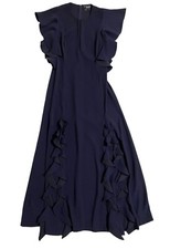 Sachin Babi Noir Navy Blue RUFFLED Illiana Evening Gown Dress Sz 10 NWT 850