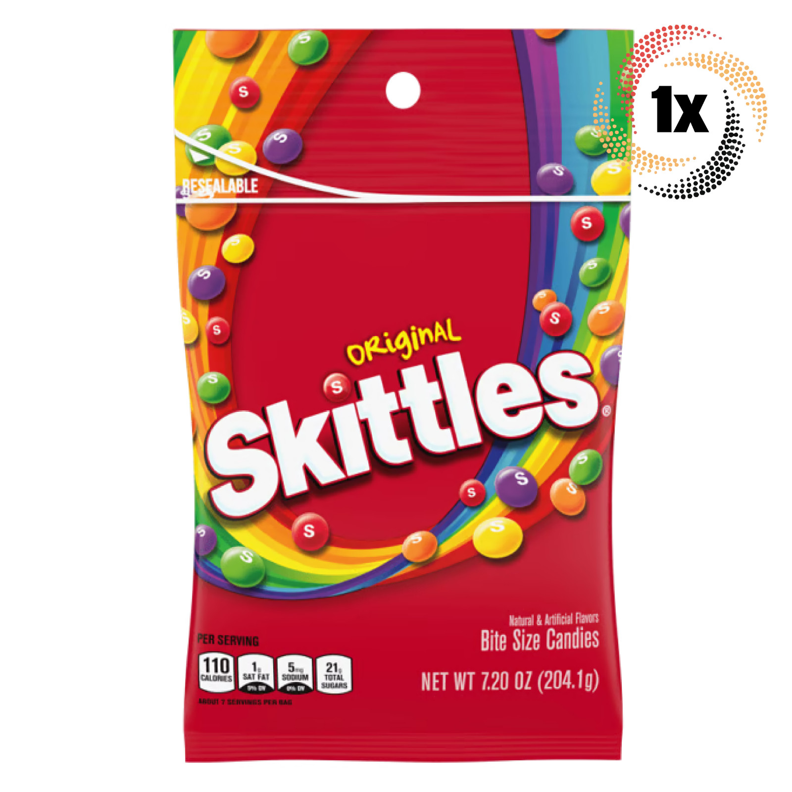 1x Bag Skittles Original Assorted Flavors Bite Size Candies Peg Bag 72oz 2290₽