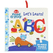 Lets Learn ABC Board Book and 26 Piece Big Jigsaw Alphabet Puzzle for P - GOOD