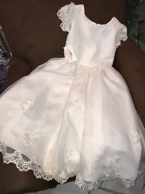 GIRLS FANCY DRESS LONG WHITE SIZE 7 SATIN/LACE/SEQUINS/PEARLS FLOWY SUPER  CUTE!! | eBay