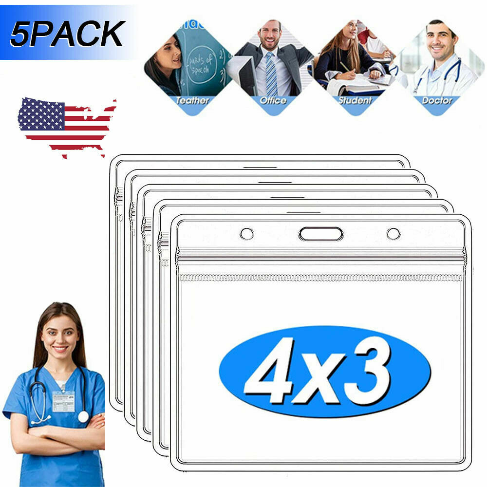 5 Pack WATERPROOF zip Vaccination Card Holder Record 4 x 3 Protector vaccine cdc