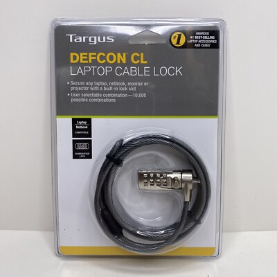 Targus Defcon CL Laptop Cable Combination Lock PA410U1 w 6.5 Feet Cable