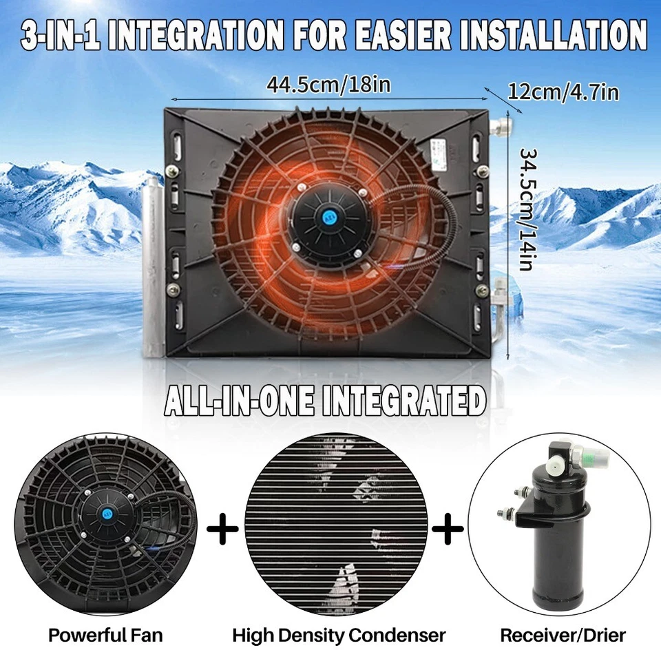 12V Heat&Cool Truck Air Conditioner Underdash Electric RV AC Unit Compressor Set - Image 4 of 4