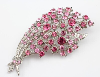 Pink Austrian Rhinestone Crystal Lavish Bridal Wedding Brooch Pin PN 25062