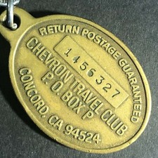 Vintage c1970's-80's Brass Chevron Travel Club Gas / Oil "Mail Box" Key Fob