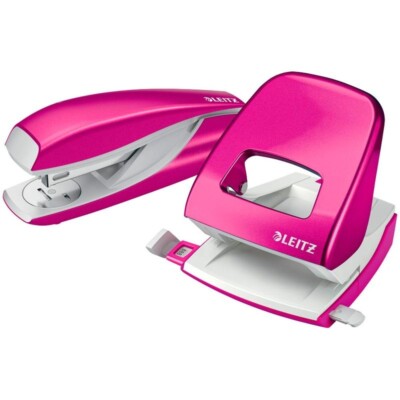 LEITZ Locher Hefter Set WOW 5095 10 23 pink metallic 5008 5502 Tacker 24/6 26/6