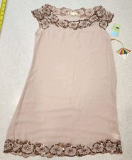 Forever 21 Sheer Womens Dress Small Sequins Romantic Whimsy Feminine Nude Gold