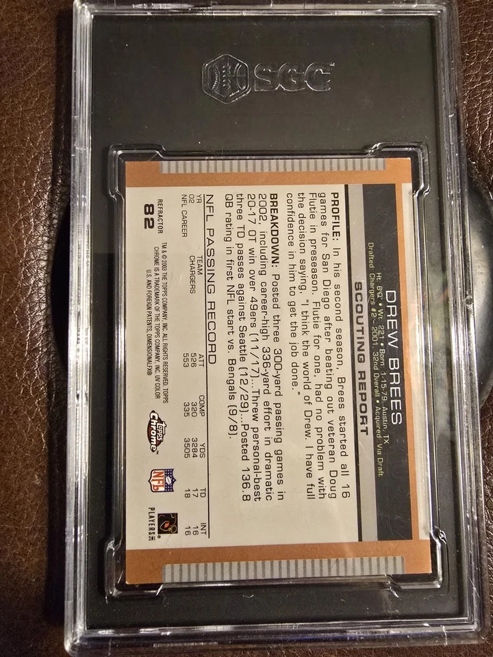 2003 TOPPS DRAFT PICKS & PROSPECTS CHROME-GOLD REFRACTOR #82 DREW BREES PSA 8 - Image 2 of 2