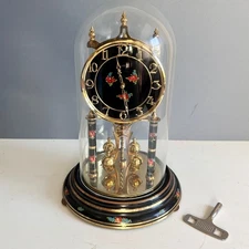 VTG Kieninger & Obergfell Anniversary 400 Day Clock Dome Floral Black Germany