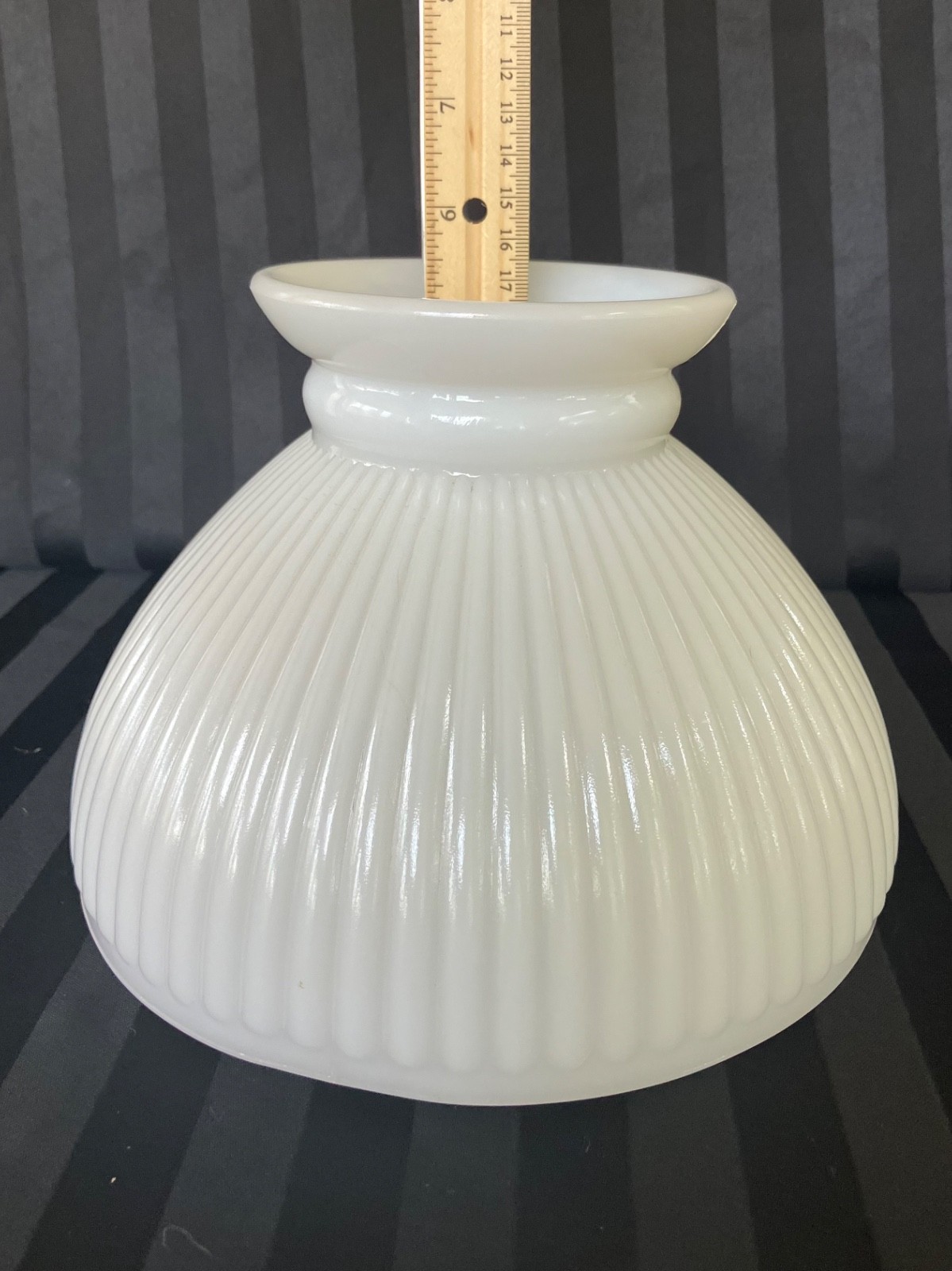 Vintage milk glass ribbed glass student lamp shade