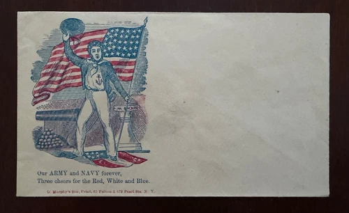c1860's Civil War Patriotic Cover D. Murphy's Son Print Fulton & Pearl Street NY
