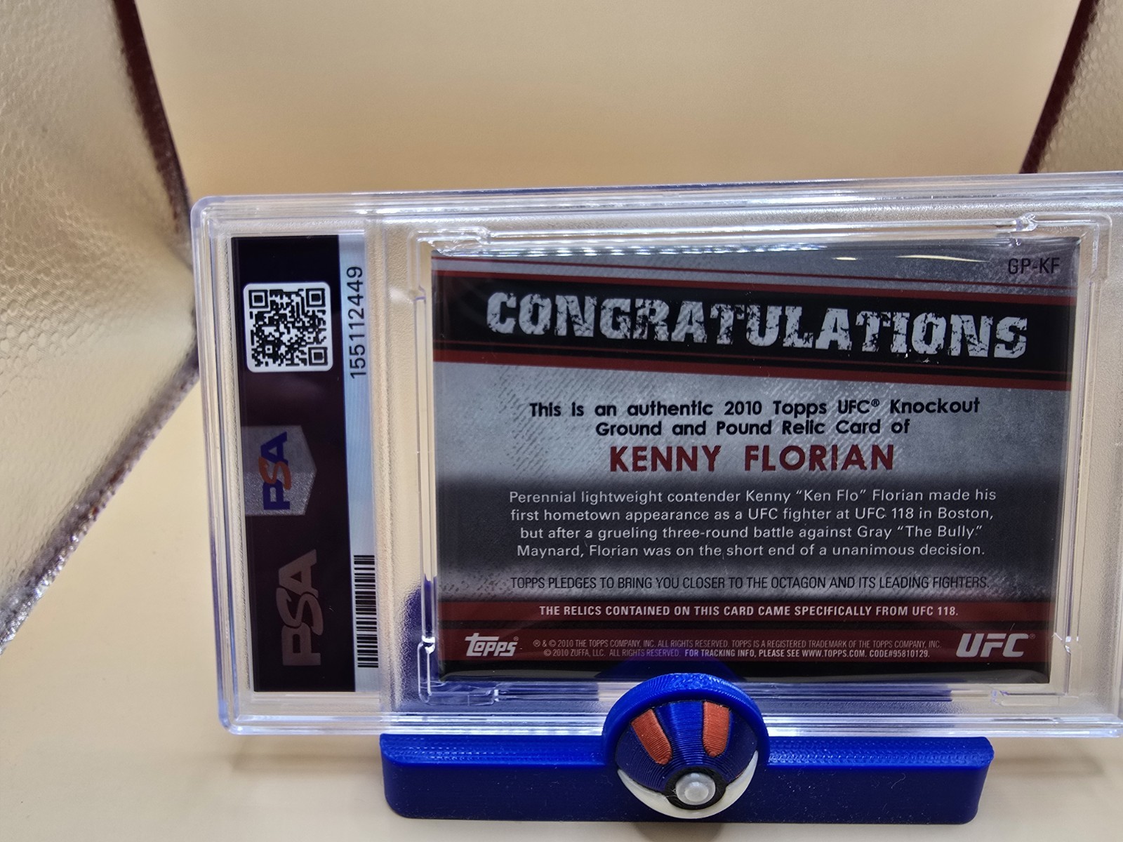 Topps Ufc Kenny Florian Ground And Pound  Dual Relic Psa 7 Pop 1 view 2