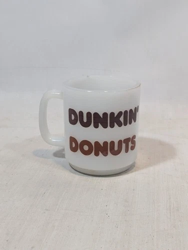 Vintage 1978 Glasbake Dunkin’ Donuts Mug Classic Milk Glass White Vintage Logo
