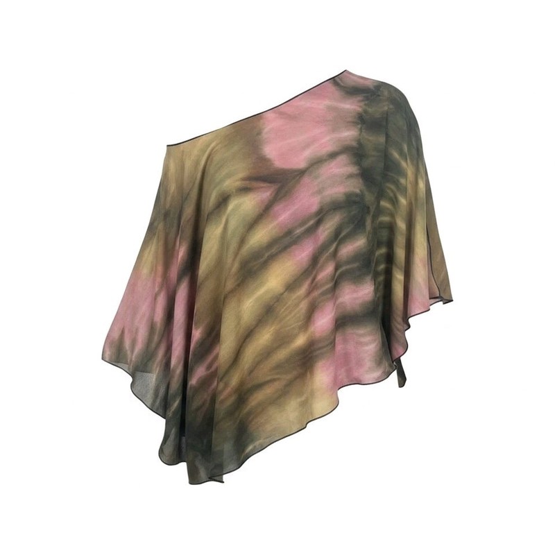 Taunt vintage Y2K Women’s Tie-Dye Off-Shoulder Chiffon Shawl Top OS