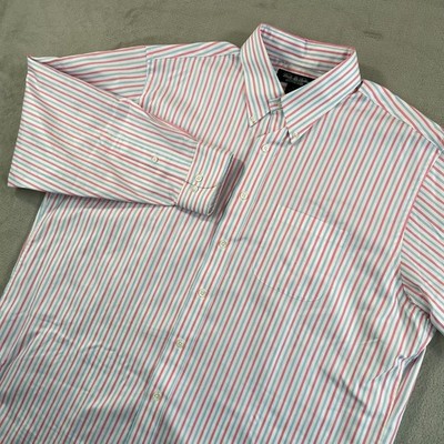 Brooks Brothers Country Club Shirt Men XL Blue Pink Striped RDR on Cuff NWOT