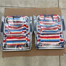 Tommy Bahama Orange Stripe 2-Pack Backpack Beach Chairs, 5-Position Lay-Flat