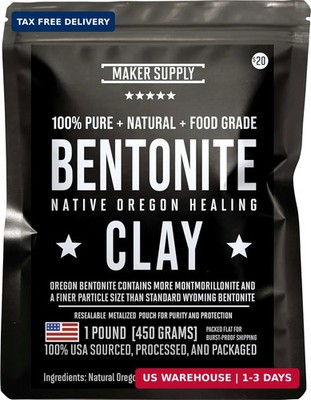 Bentonite Clay Food Grade 1 Lb Powder - Natural Heavy Metal Detox & Pore Cleansi