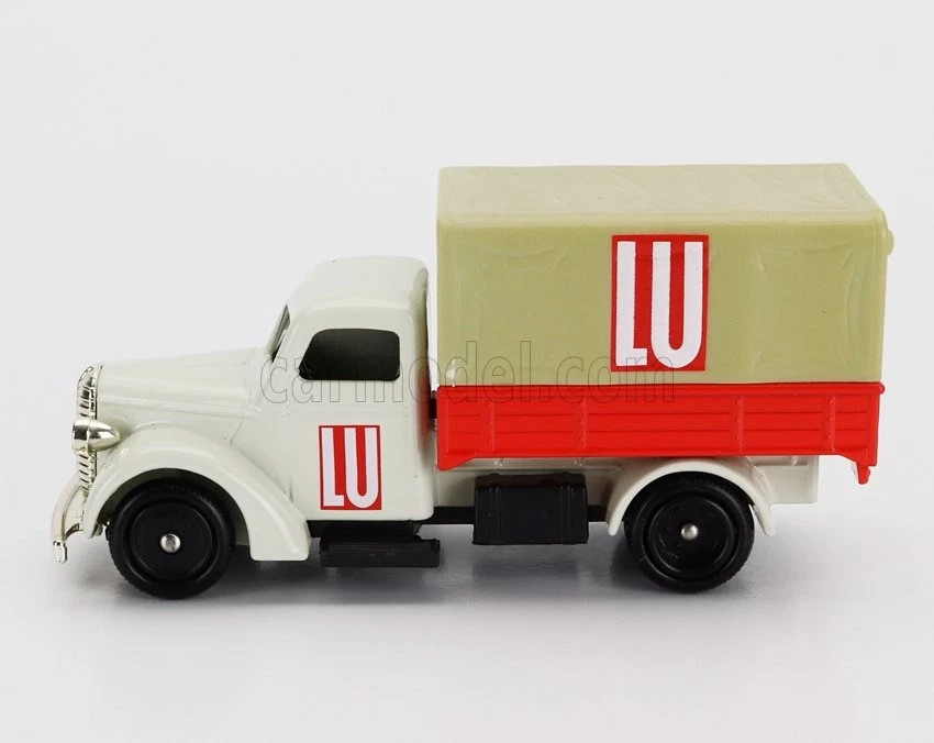 MODELLINO CAMION STATICO FORD CANVAS BACK TRUCK LU 1939 BIANCO ROSSO SCALA 1/50 - Immagine 3 di 3