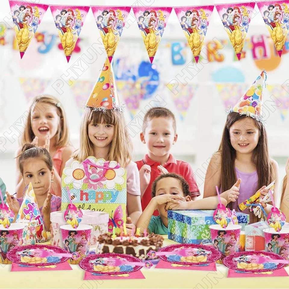 Disney Princesses Themed Birthday Party Decor Supplies + Tableware For 10 Guests - Image 4 of 4