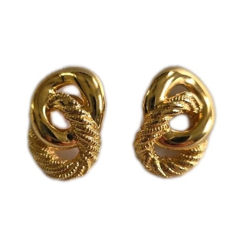 Vintage Napier Earrings Gold Tone Links Chains 1" Post Estate Jewelry - Picture 1 of 5