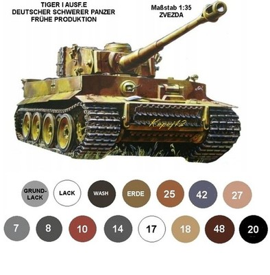 Panzerkampfwagen Tiger I Ausf. E Modell im Maßstab 1:35+Modellfarben, Grundlack