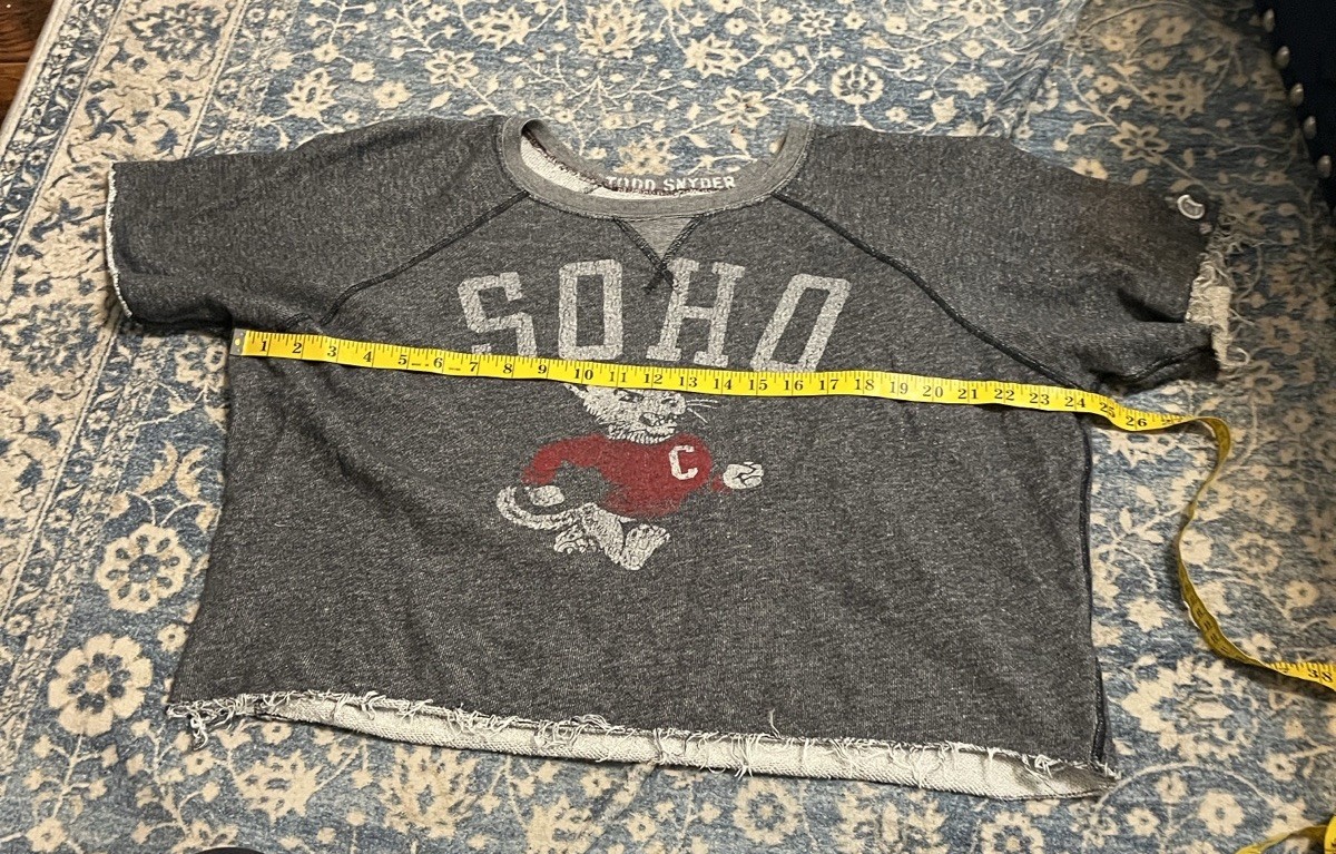 Champion x Todd Synder Soho Gray Crop Distress Women Sweatshirt Top Size M image 10