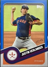 Justin Verlander Blue /40 2020 Topps Brooklyn Collection #9 Houston Astros 