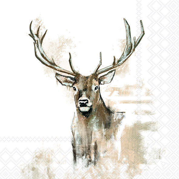 Servietten Lunch 33X33 Cm 3-Lagig 20 Servietten Antlers Hirsch Mit Geweih-image