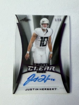 Justin Herbert 2020 Leaf Draft Autograph card numbered 1/10