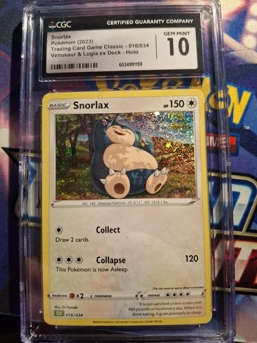 Snorlax 016/034 CGC 10 Trading Card Game Classic Holo