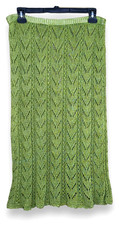 Vintage Handmade Knitted Iris Yarn Green Skirt  Stretch Waist M