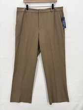 Chaps Pants Womens 16 Tan Beige Classic Stretch Dress Plaid Work Trouser Vintage