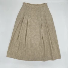 Vintage John Meyer Beige Wool Blend Lined Pleated Skirt Size 10 Pockets Classic