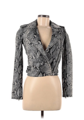 IRO Ashville Cropped Snake-Print Leather Jacket Women's 34 FR (US 0-2) NWOT