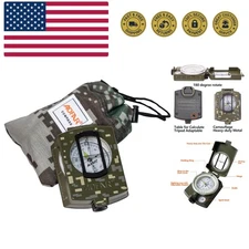 Portable Military Compass with Pouch – Waterproof & Luminous Features for Hikers