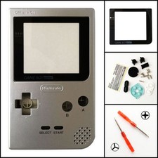 GBP Nintendo Game Boy Pocket Housing Shell GLASS Screen Lens Silver USA 