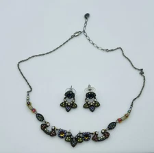 Ayala Bar Vintage Hand Made Silver Tone Costume Necklace & Earrings Set