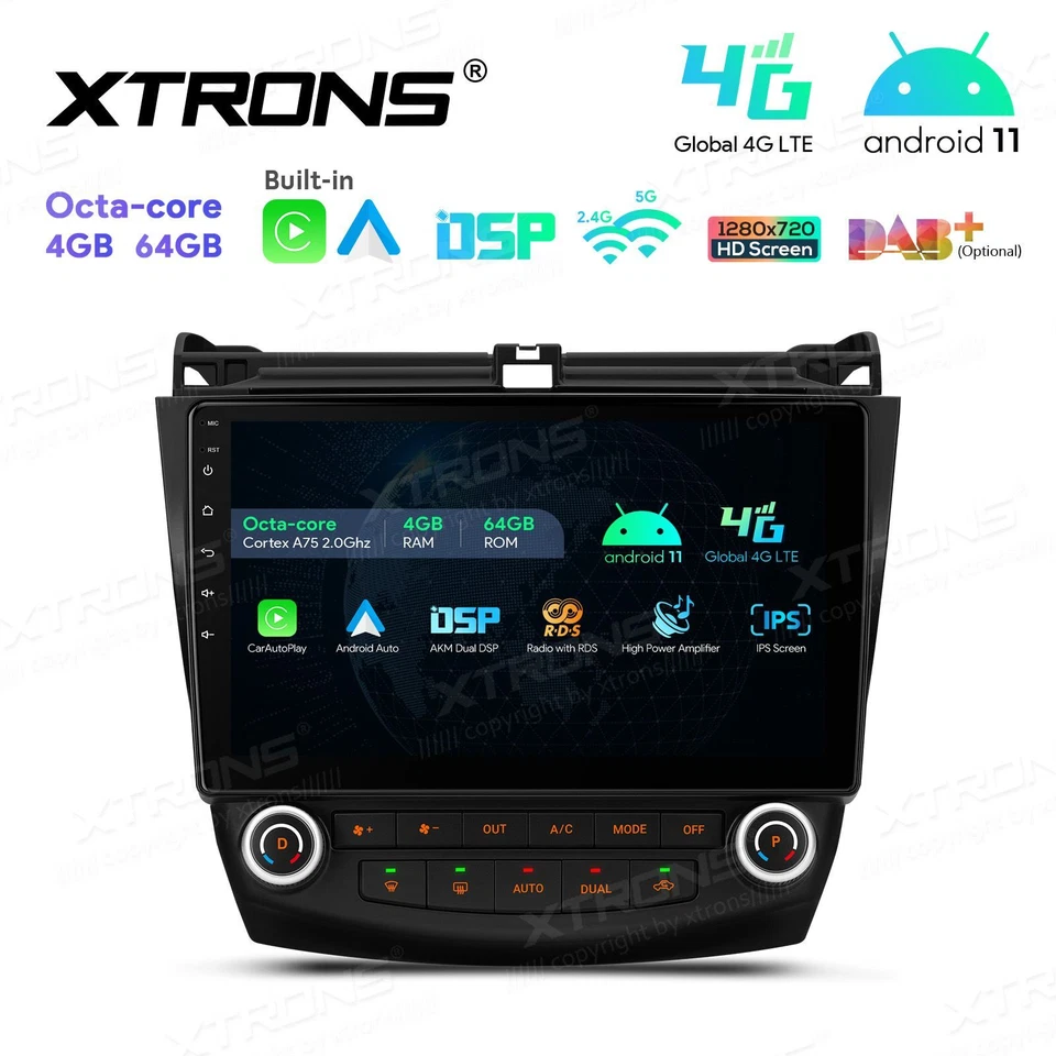 AUTORADIO ANDROID 11 STEREO AUTO HONDA ACCORD 2003-2007 WIFI CARPLAY 4GB 64GB - Immagine 3 di 4