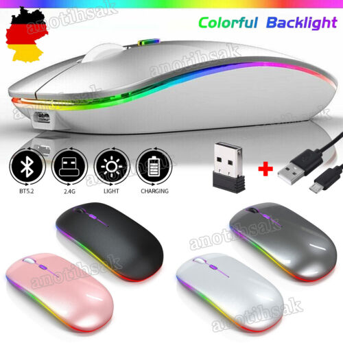 Bluetooth Maus 4 Tasten Wireless Schnurlos Mouse Kabellos Funk + USB Empfänger - Bild 1 von 13