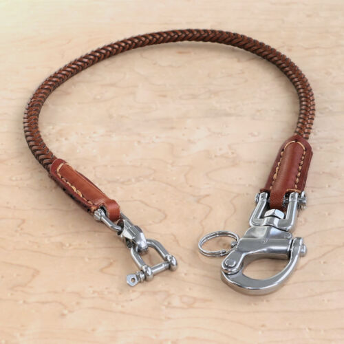 Hosenkette Leder Herren Edelstahl Schlüsselkette Lederband Leather Wallet Chain - Picture 2 of 14