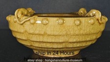 7" Rare Old Chinese Ge Kiln Porcelain Dynasty Palace Animal Bowl Bowls