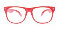 KIDS GLASSES RED CLEAR LENS PROTECT CHILD'S EYES FROM UVB UVA WITH POUCH
