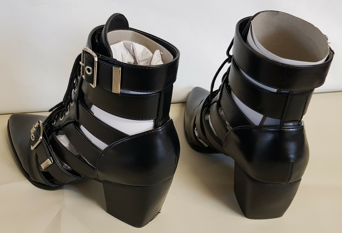 Bottines Ego Cotto à Lacets - Noir Ou Serpent - Taille UK 9 Femme